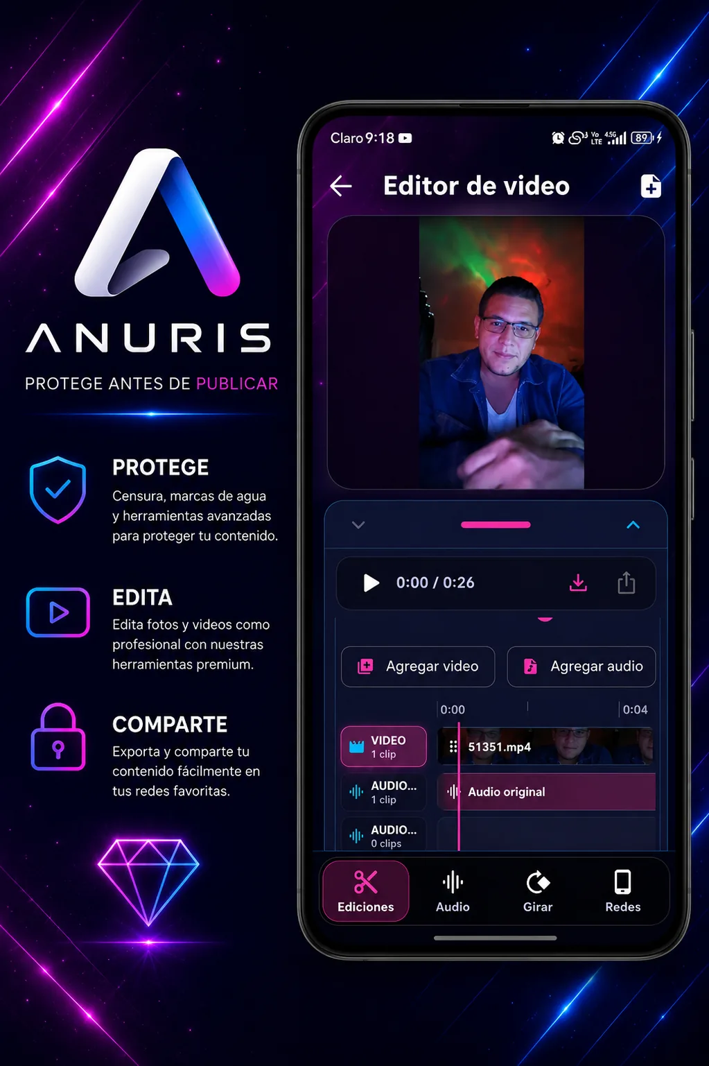 Editor de videos de ANURIS